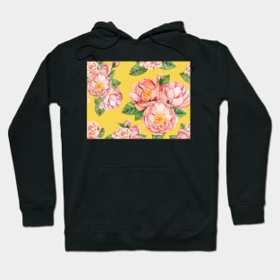 Peony on yellow background Hoodie